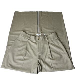Vince Trouser Pants Womens 8 Beige Wool Blend High Waist Wide Leg Pleated Work